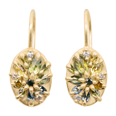 Green Lotus Hook Earrings - Made to Order